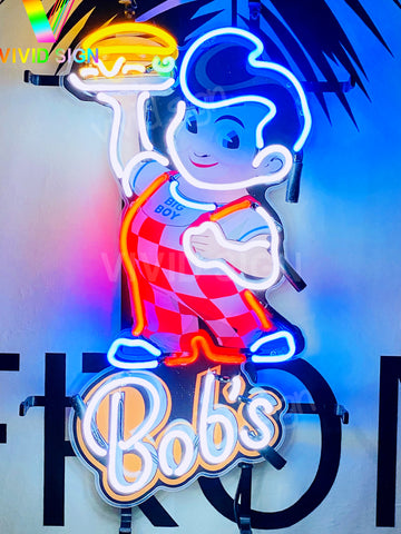 Big Boy Bob's Restaurant Burger HD Vivid Neon Sign Lamp Light