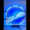 Desung Blue Moon (Alcohol - Beer) vivid neon sign, front view, turned on