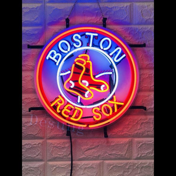 Desung Boston Red Sox (Sports - Baseball) vivid neon sign, front view, turned on