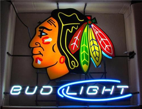 Bud Light Chicago Blackhawks Neon Sign Light Lamp