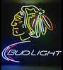 Bud Light Chicago Blackhawks Logo Neon Sign Light Lamp