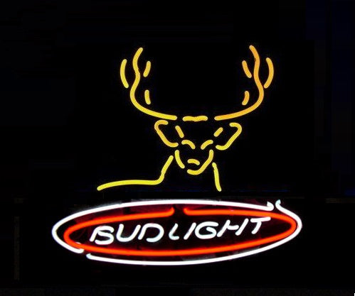 Bud Light Deer Stag Buck Head Neon Sign Light Lamp