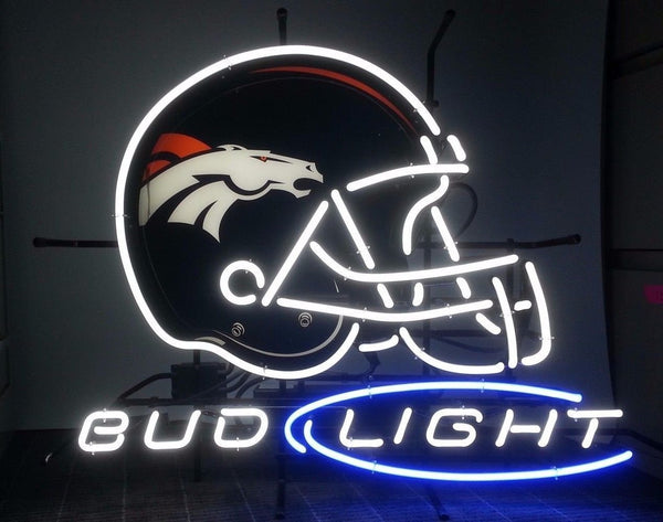 Bud Light Denver Broncos Helmet Neon Sign Light Lamp