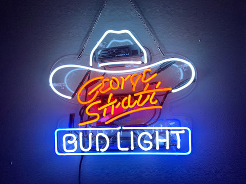 Bud Light George Strait Hat Acrylic Neon Sign Light Lamp