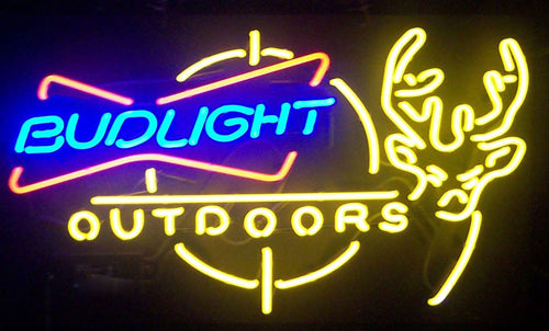 Bud Light Outdoors Deer Beer Bar Neon Light Sign Lamp