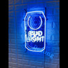 Desung Bud Light Can (Alcohol - Beer) vivid neon sign, isometric view, turned on