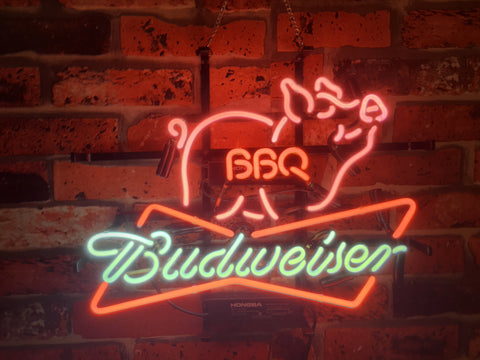 Budweiser BBQ Pig Neon Sign Light Lamp