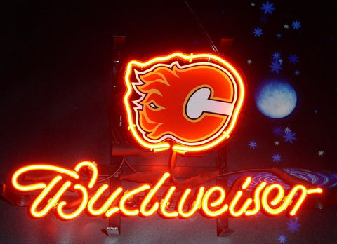 Budweiser Calgary Flames Neon Sign Light Lamp
