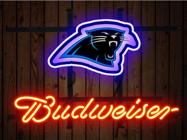 Budweiser Carolina Panthers Logo Neon Sign Light Lamp