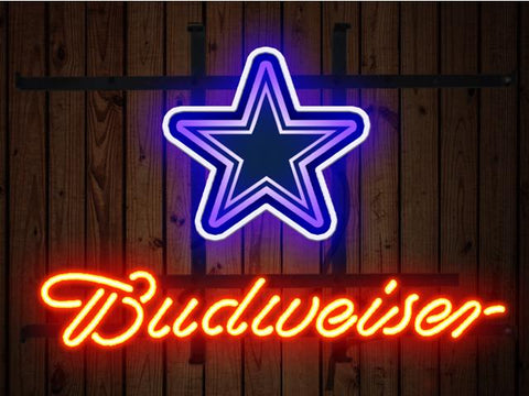 Budweiser Dallas Cowboys Logo Neon Sign Light Lamp