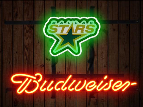 Budweiser Dallas Stars Logo Neon Sign Light Lamp