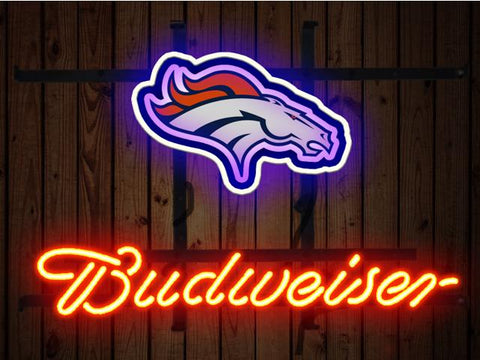 Budweiser Denver Broncos Logo Neon Sign Light Lamp