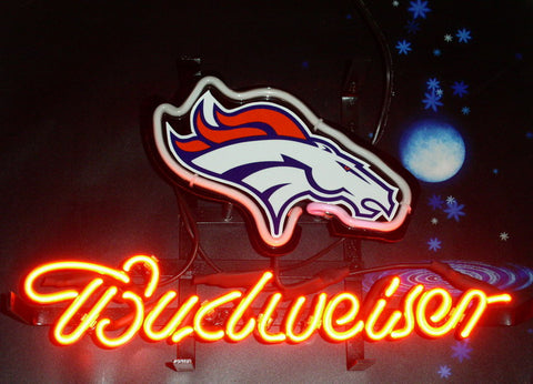 Budweiser Denver Broncos Neon Sign Light Lamp