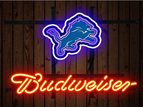 Budweiser Detroit Lions Logo Neon Sign Light Lamp