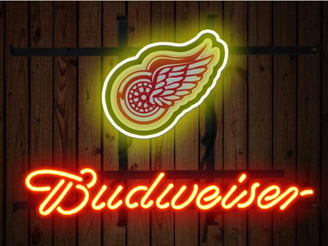 Budweiser Detroit Red Wings Logo Neon Sign Light Lamp