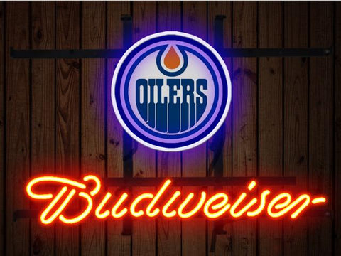 Budweiser Edmonton Oilers Logo Neon Sign Light Lamp