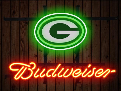 Budweiser Green Bay Packers Logo Neon Sign Light Lamp