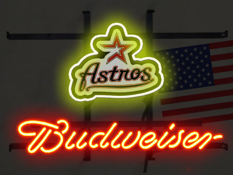 Budweiser Houston Astros Logo Neon Sign Light Lamp