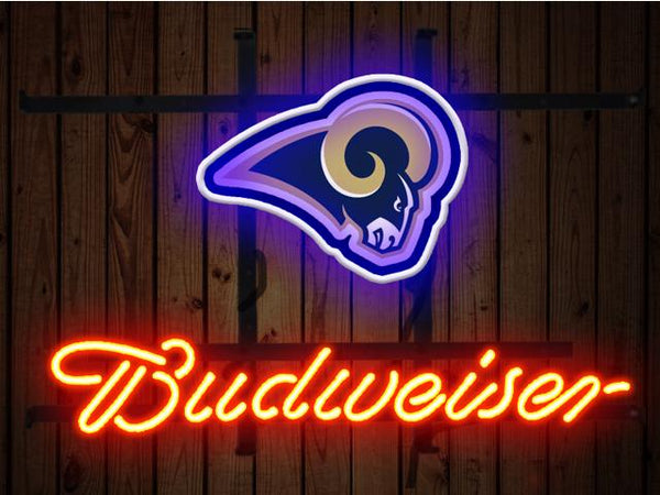 Budweiser Los Angeles Rams Logo Neon Sign Light Lamp