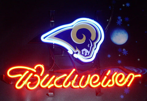 Budweiser Los Angeles Rams Neon Sign Light Lamp