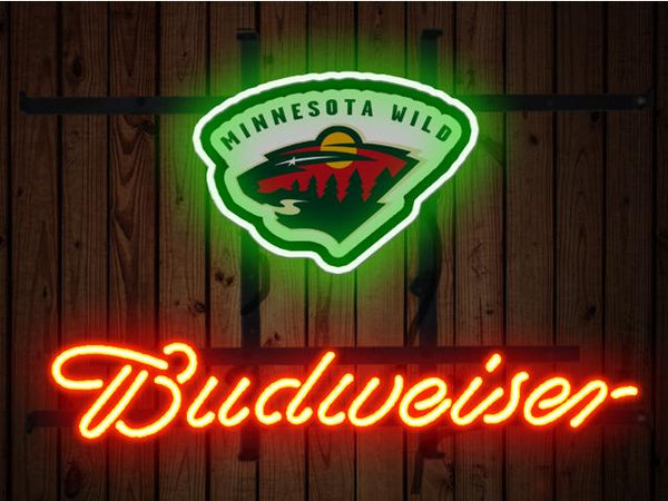 Budweiser Minnesota Wild Logo Neon Sign Light Lamp