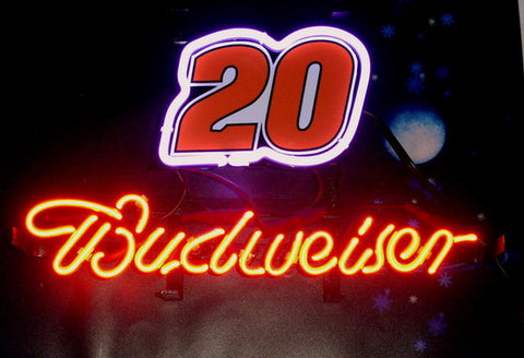 Budweiser Nascar Racing Car #20 Beer Neon Sign Light Lamp