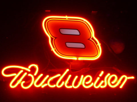 Budweiser Nascar Racing Car #8 Beer Neon Sign Light Lamp