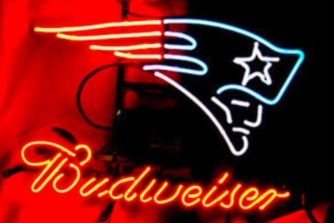 New England Patriots Budweiser Neon Sign Light Lamp