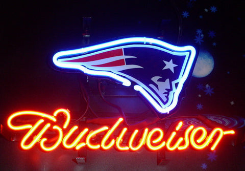 Budweiser New England Patriots Neon Sign Light Lamp