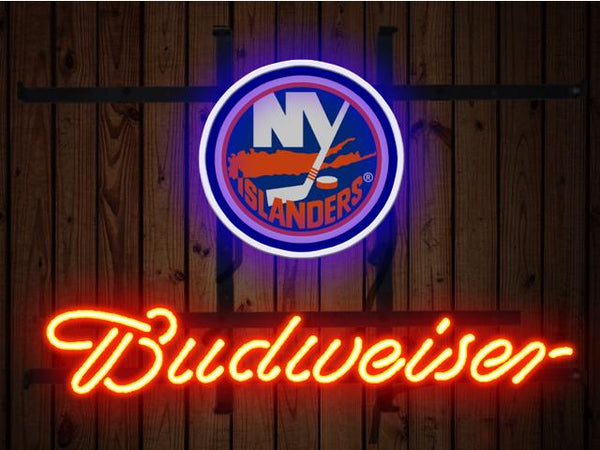 Budweiser New York Islanders Logo Neon Sign Light Lamp