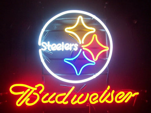 Budweiser Pittsburgh Steelers Logo Neon Sign Light Lamp