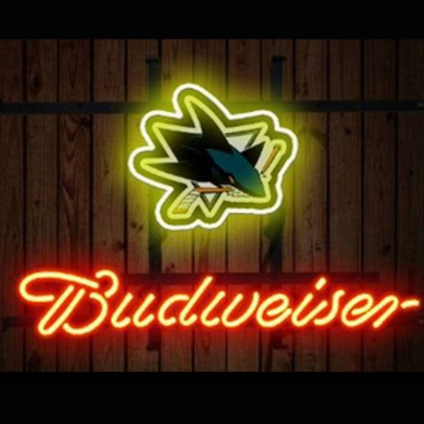 Budweiser San Jose Sharks Logo Neon Sign Light Lamp