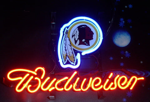 Budweiser Washington Redskins Neon Sign Light Lamp