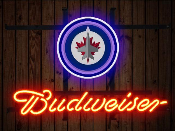 Budweiser Winnipeg Jets Logo Neon Sign Light Lamp