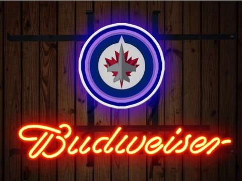 Budweiser Winnipeg Jets Logo Neon Sign Light Lamp