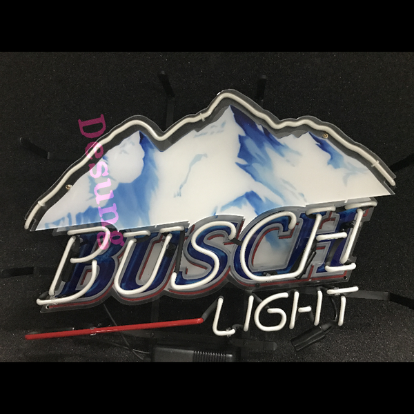 Desung Busch Light (Alcohol - Beer) vivid neon sign, front view, turned off