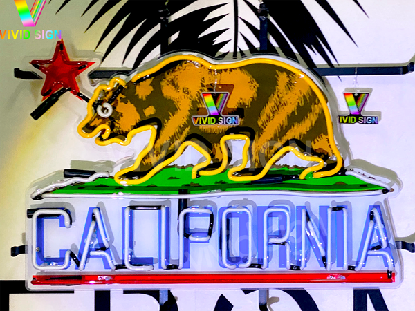 California Star Bear HD Vivid Neon Sign Lamp Light