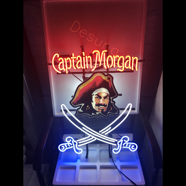 Desung Captain Morgan (Alcohol - Rum) vivid neon sign, front view, turned on