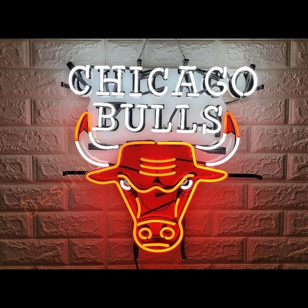 Desung Chicago Bulls (Sports - Baseball) vivid neon sign, front view, turned on