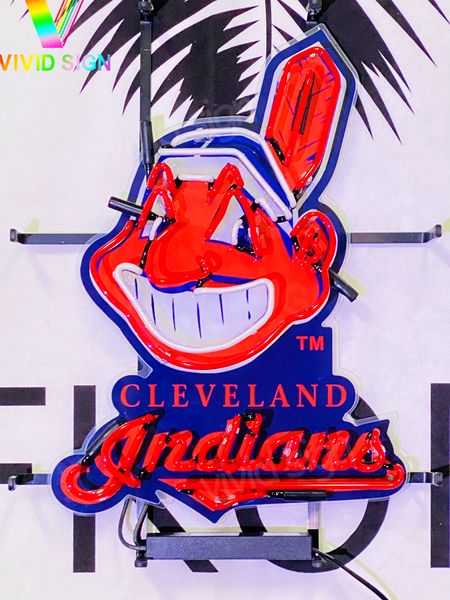 Cleveland Indians Chief Wahoo HD Vivid Neon Sign Lamp Light