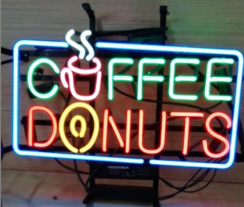 Donuts Coffee Open Neon Sign Lamp Light