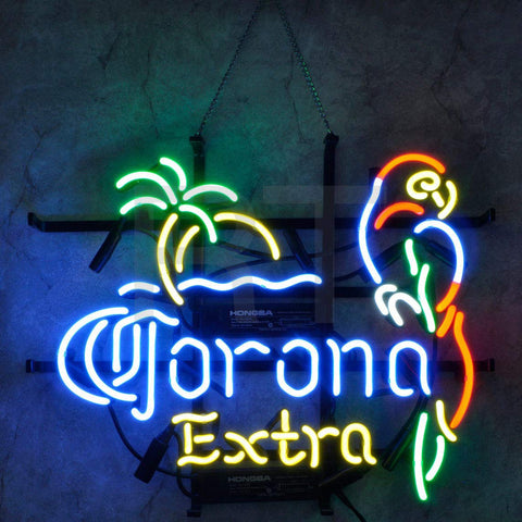 Corona Extra Palm Tree Parrot Neon Sign Lamp Light