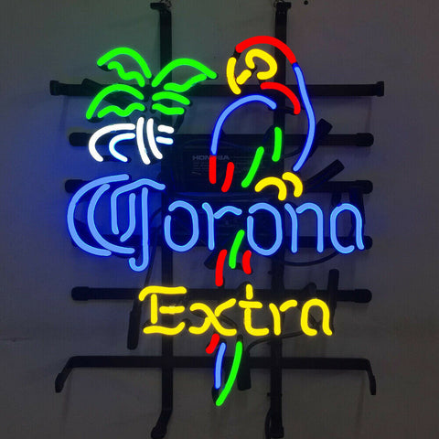 Corona Extra Palm Tree Right Parrot Beer Bar Neon Sign Lamp Light