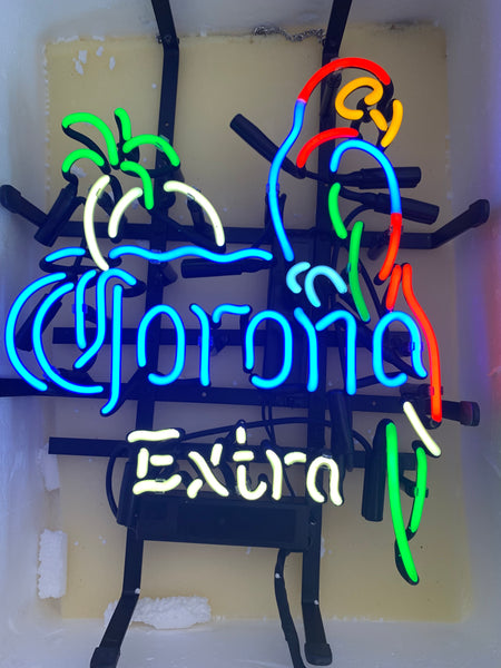 Corona Extra Palm Tree Parrot Beer Bar Neon Sign Lamp Light