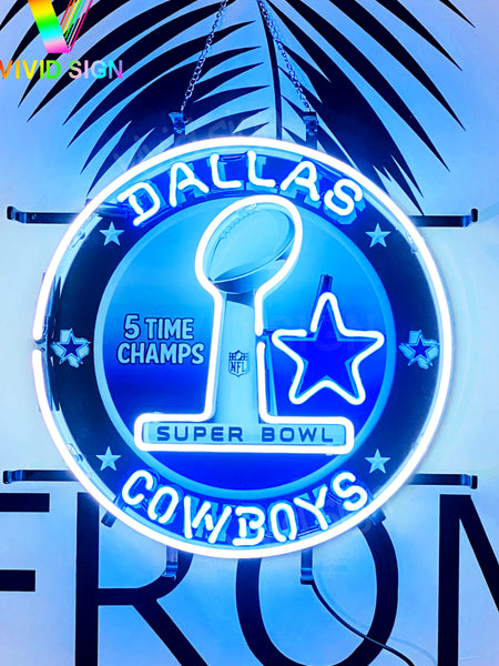 Dallas Cowboys Super Bowl Championship HD Vivid Neon Sign Lamp Light