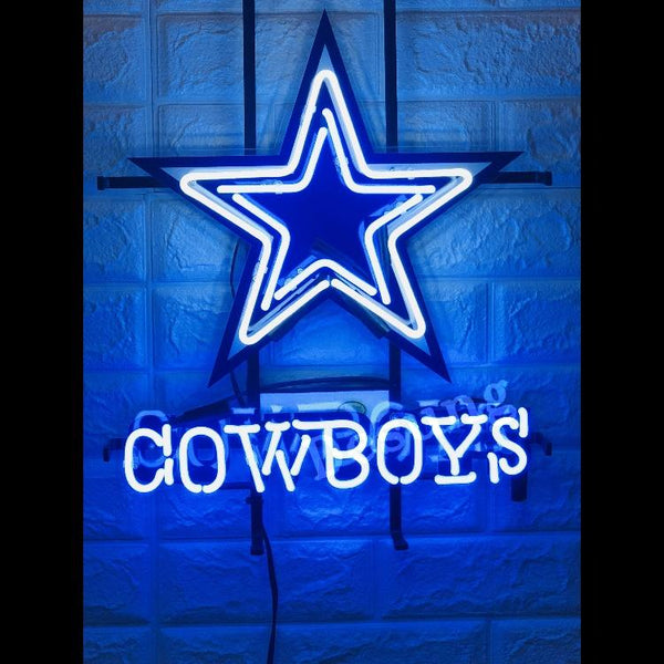 Desung Dallas Cowboys (Sports - Football) vivid neon sign, front view, turned on
