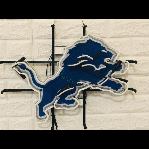 Desung Detroit Lions (Sports - Football) vivid neon sign, front view, turned off
