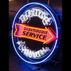 Desung Dodge Dependable Service Plymouth (Auto) vivid neon sign, isometric view, turned on