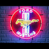 Desung Ford Mustang (Auto) vivid neon sign, front view, turned on