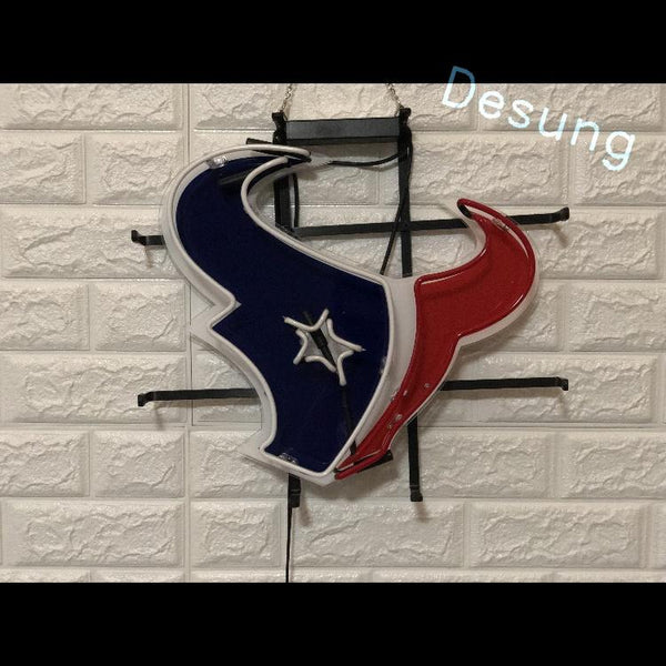Desung Houston Texans (Sports - Football) vivid neon sign, front view, turned off